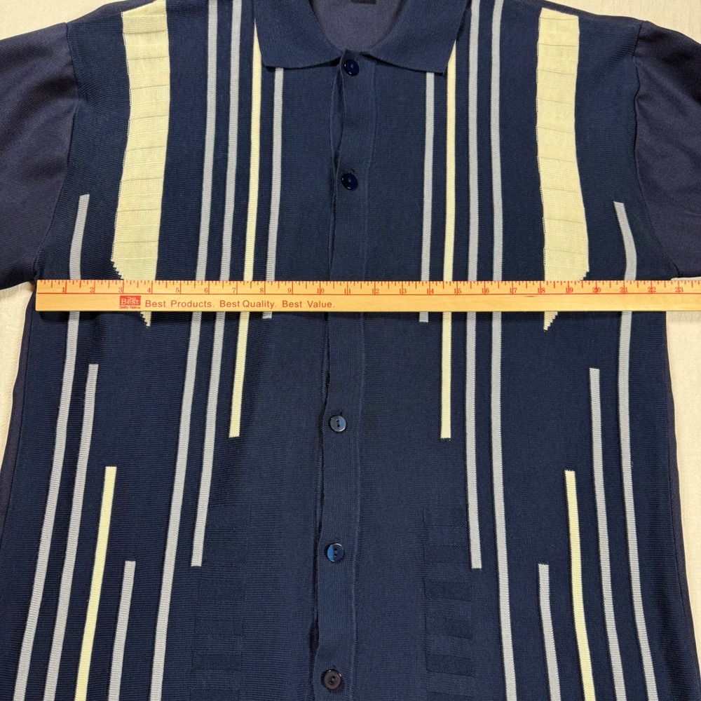 Michael Irvin No. 88 Striped Knit Cardigan Shirt Men Large Button Up Long Sleeve - Picture 9 of 14